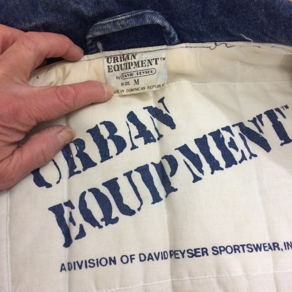 80s 90s denim puffer jacket quilted lining M - Picture 7 of 8